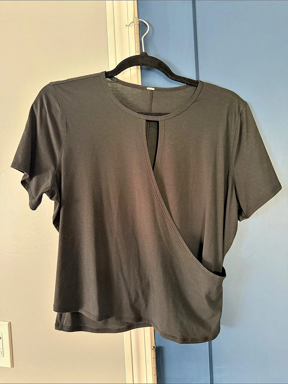 Short Sleeve Overlay Top in Black Like New lululemon size 10